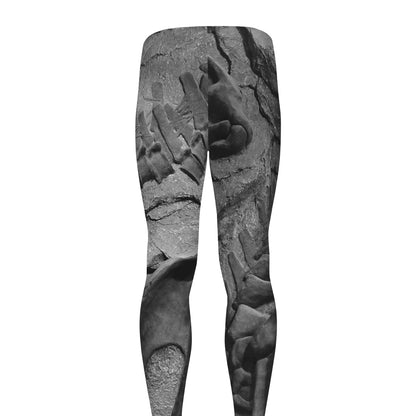 Monochrome Dinosaur Fossil Print Men's leggings