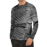 Monochrome Dinosaur Fossil Print Men's Long Sleeve Rash Guard