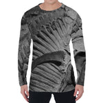 Monochrome Dinosaur Fossil Print Men's Long Sleeve T-Shirt
