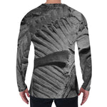 Monochrome Dinosaur Fossil Print Men's Long Sleeve T-Shirt