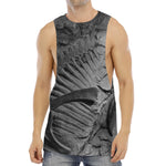 Monochrome Dinosaur Fossil Print Men's Muscle Tank Top