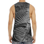 Monochrome Dinosaur Fossil Print Men's Muscle Tank Top