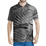 Monochrome Dinosaur Fossil Print Men's Polo Shirt