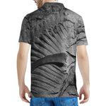 Monochrome Dinosaur Fossil Print Men's Polo Shirt