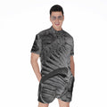 Monochrome Dinosaur Fossil Print Men's Romper