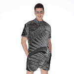Monochrome Dinosaur Fossil Print Men's Rompers