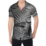 Monochrome Dinosaur Fossil Print Men's Shirt