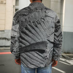 Monochrome Dinosaur Fossil Print Men's Shirt Jacket