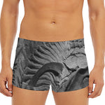 Monochrome Dinosaur Fossil Print Men's Short Boxer Briefs