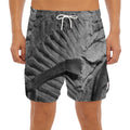Monochrome Dinosaur Fossil Print Men's Split Running Shorts