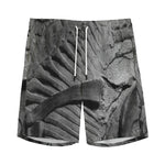 Monochrome Dinosaur Fossil Print Men's Sports Shorts