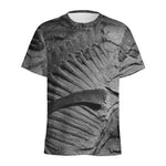 Monochrome Dinosaur Fossil Print Men's Sports T-Shirt