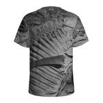 Monochrome Dinosaur Fossil Print Men's Sports T-Shirt