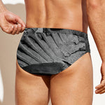 Monochrome Dinosaur Fossil Print Men's Swim Briefs