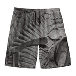 Monochrome Dinosaur Fossil Print Men's Swim Trunks