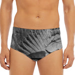 Monochrome Dinosaur Fossil Print Men's Triangle Swim Briefs