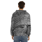 Monochrome Dinosaur Fossil Print Men's Velvet Pullover Hoodie