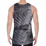 Monochrome Dinosaur Fossil Print Men's Velvet Tank Top