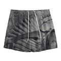 Monochrome Dinosaur Fossil Print Mesh Shorts