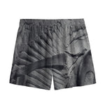 Monochrome Dinosaur Fossil Print Mesh Shorts