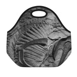 Monochrome Dinosaur Fossil Print Neoprene Lunch Bag