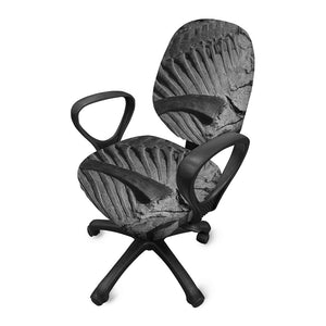 Monochrome Dinosaur Fossil Print Office Chair Cover