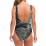 Monochrome Dinosaur Fossil Print One Piece Swimsuit