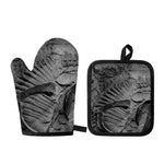 Monochrome Dinosaur Fossil Print Oven Mitt And Pot Holder Set