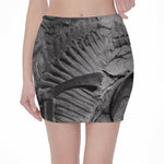 Monochrome Dinosaur Fossil Print Pencil Mini Skirt