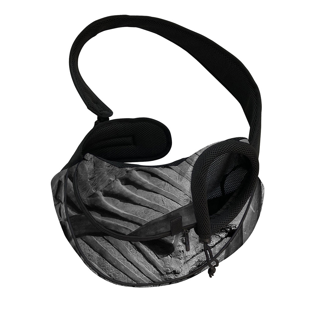 Monochrome Dinosaur Fossil Print Pet Sling Carrier