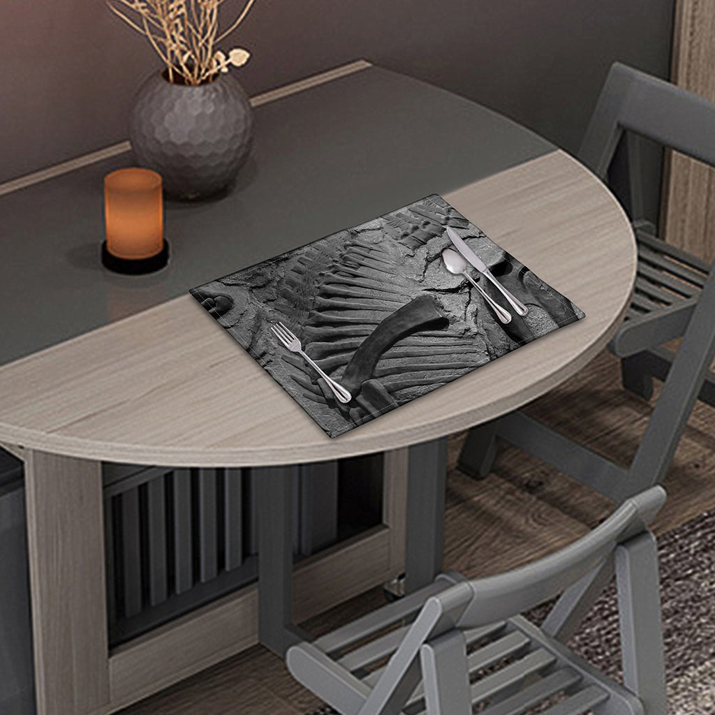 Monochrome Dinosaur Fossil Print Placemat