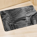 Monochrome Dinosaur Fossil Print Polyester Doormat