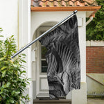 Monochrome Dinosaur Fossil Print Polyester Flag