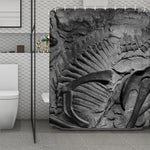 Monochrome Dinosaur Fossil Print Polyester Shower Curtain