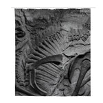 Monochrome Dinosaur Fossil Print Polyester Shower Curtain