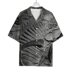 Monochrome Dinosaur Fossil Print Rayon Hawaiian Shirt