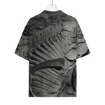 Monochrome Dinosaur Fossil Print Rayon Hawaiian Shirt