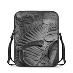 Monochrome Dinosaur Fossil Print Rectangular Crossbody Bag