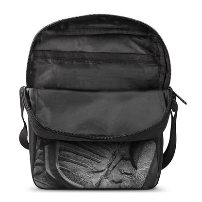 Monochrome Dinosaur Fossil Print Rectangular Crossbody Bag