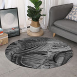 Monochrome Dinosaur Fossil Print Round Rug