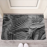 Monochrome Dinosaur Fossil Print Rubber Doormat