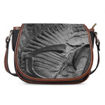 Monochrome Dinosaur Fossil Print Saddle Bag