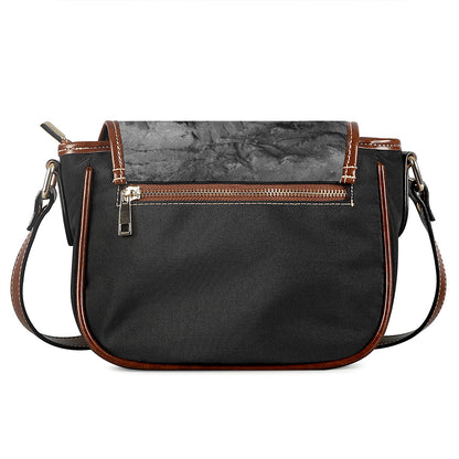 Monochrome Dinosaur Fossil Print Saddle Bag