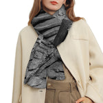 Monochrome Dinosaur Fossil Print Scarf