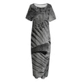 Monochrome Dinosaur Fossil Print Short Sleeve Long Nightdress