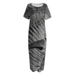 Monochrome Dinosaur Fossil Print Short Sleeve Long Nightdress