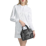 Monochrome Dinosaur Fossil Print Shoulder Handbag