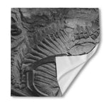 Monochrome Dinosaur Fossil Print Silk Bandana