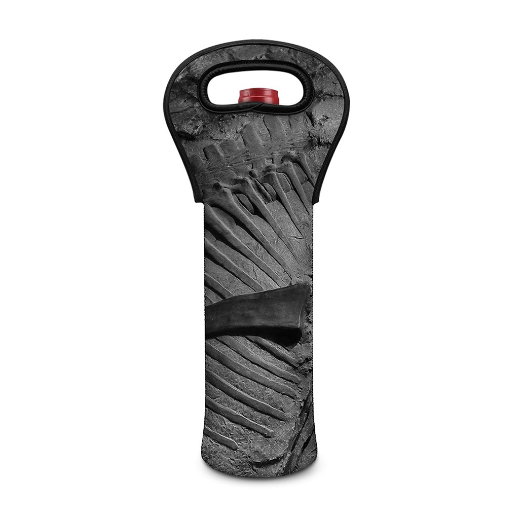 Monochrome Dinosaur Fossil Print Single Neoprene Wine Tote