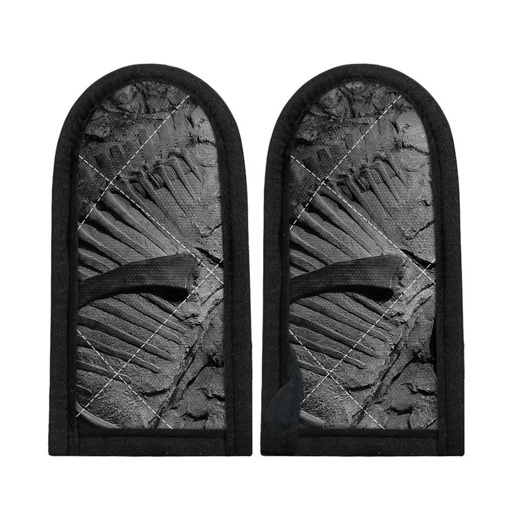 Monochrome Dinosaur Fossil Print Skillet Handle Cover
